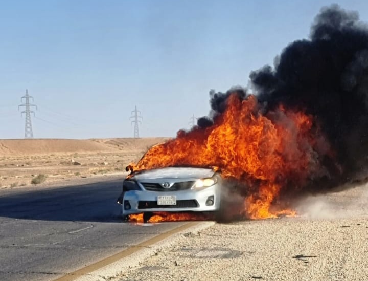 النيران تلتهم سيارة المندوبة الإقليمية للتعليم بطرفاية في طريقها إلى جماعة الدورة
